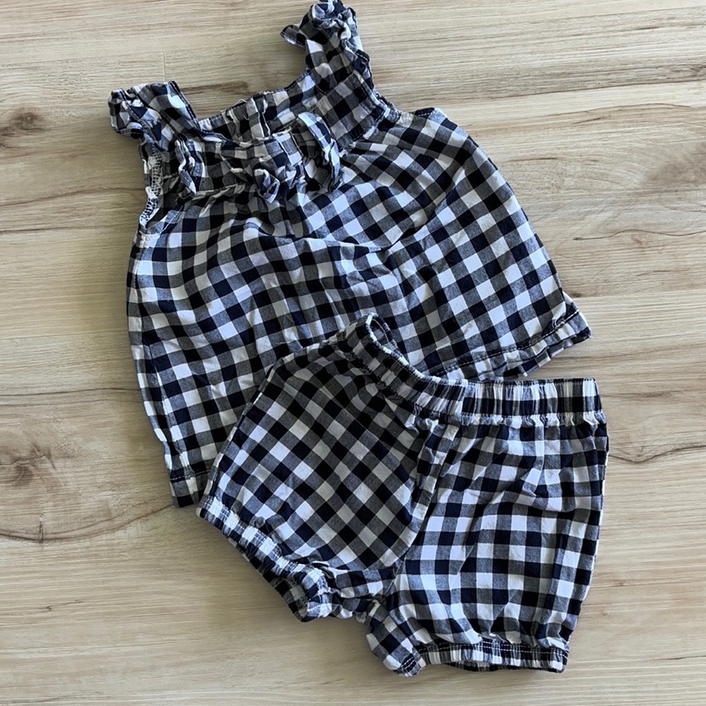 Gingham bubble short and tank set